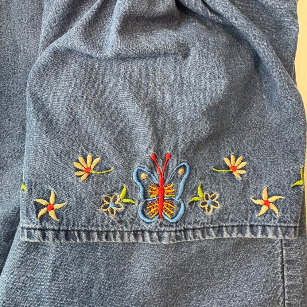 Loungees Vintage Midi Dress Womens S Blue Denim Cottagecore Embroidered Floral - Picture 6 of 11